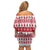 Christmas Santa Bunny Rabbits Family Matching Off Shoulder Short Dress and Hawaiian Shirt Red White Tree Snowflake Pattern - Wonder Print Shop