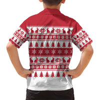 Christmas Santa Bunny Rabbits Family Matching Short Sleeve Bodycon Dress and Hawaiian Shirt Red White Tree Snowflake Pattern - Wonder Print Shop