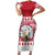 Christmas Santa Bunny Rabbits Family Matching Short Sleeve Bodycon Dress and Hawaiian Shirt Red White Tree Snowflake Pattern - Wonder Print Shop