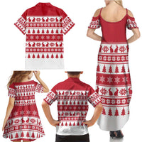 Christmas Santa Bunny Rabbits Family Matching Summer Maxi Dress and Hawaiian Shirt Red White Tree Snowflake Pattern - Wonder Print Shop