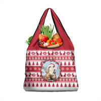 Christmas Santa Bunny Rabbits Grocery Bag Red White Tree Snowflake Pattern - Wonder Print Shop