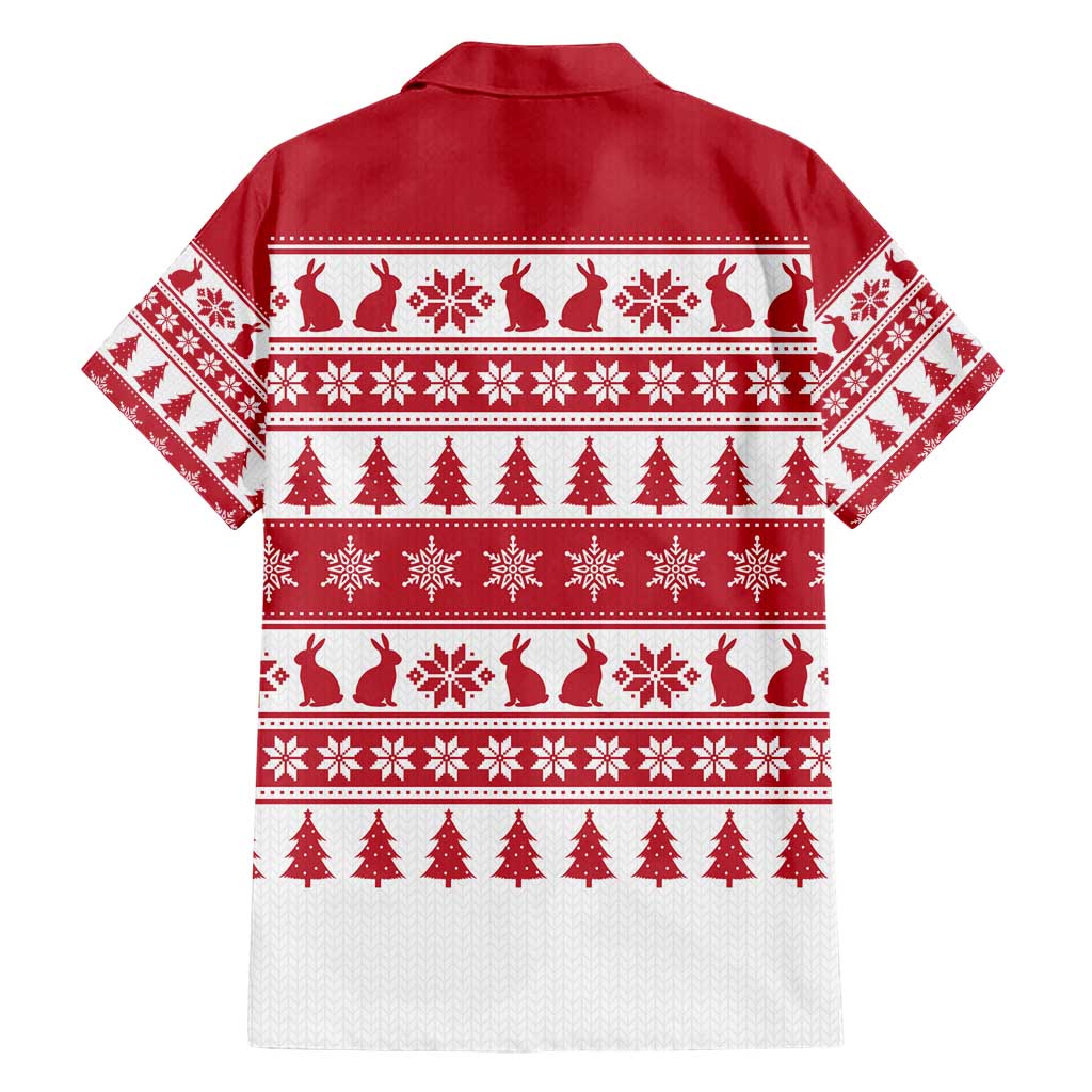 Christmas Santa Bunny Rabbits Hawaiian Shirt Red White Tree Snowflake Pattern - Wonder Print Shop