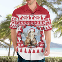 Christmas Santa Bunny Rabbits Hawaiian Shirt Red White Tree Snowflake Pattern - Wonder Print Shop