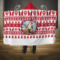 Christmas Santa Bunny Rabbits Hooded Blanket Red White Tree Snowflake Pattern - Wonder Print Shop