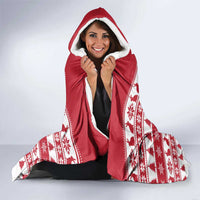 Christmas Santa Bunny Rabbits Hooded Blanket Red White Tree Snowflake Pattern - Wonder Print Shop