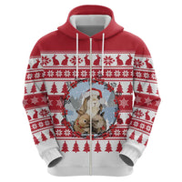 Christmas Santa Bunny Rabbits Hoodie Red White Tree Snowflake Pattern - Wonder Print Shop