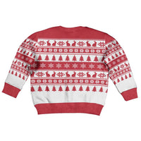 Christmas Santa Bunny Rabbits Kid Ugly Christmas Sweater Red White Tree Snowflake Pattern - Wonder Print Shop