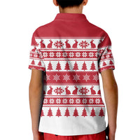 Christmas Santa Bunny Rabbits Kid Polo Shirt Red White Tree Snowflake Pattern - Wonder Print Shop