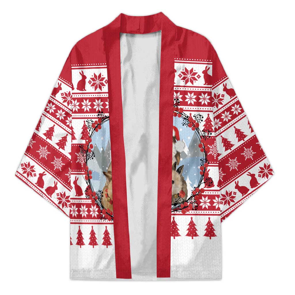 Christmas Santa Bunny Rabbits Kimono Red White Tree Snowflake Pattern - Wonder Print Shop