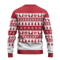 Christmas Santa Bunny Rabbits Ugly Christmas Sweater Red White Tree Snowflake Pattern - Wonder Print Shop