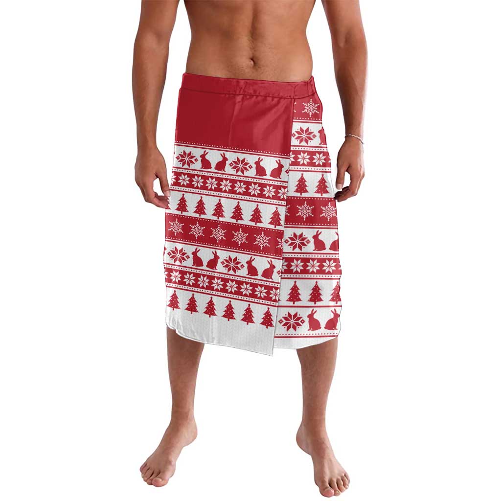 Christmas Santa Bunny Rabbits Lavalava Red White Tree Snowflake Pattern - Wonder Print Shop