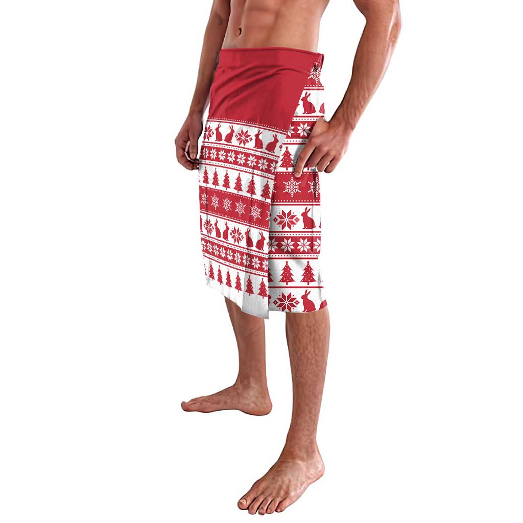 Christmas Santa Bunny Rabbits Lavalava Red White Tree Snowflake Pattern - Wonder Print Shop