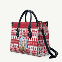 Christmas Santa Bunny Rabbits Leather Bag Red White Tree Snowflake Pattern - Wonder Print Shop