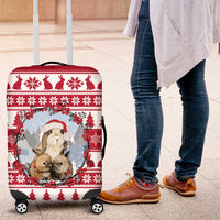 Christmas Santa Bunny Rabbits Luggage Cover Red White Tree Snowflake Pattern - Wonder Print Shop