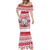 Christmas Santa Bunny Rabbits Mermaid Dress Red White Tree Snowflake Pattern - Wonder Print Shop