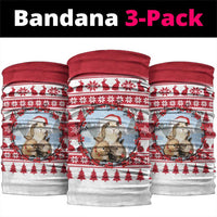 Christmas Santa Bunny Rabbits Neck Gaiter Red White Tree Snowflake Pattern - Wonder Print Shop