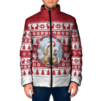 Christmas Santa Bunny Rabbits Padded Jacket Red White Tree Snowflake Pattern - Wonder Print Shop