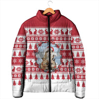 Christmas Santa Bunny Rabbits Padded Jacket Red White Tree Snowflake Pattern - Wonder Print Shop