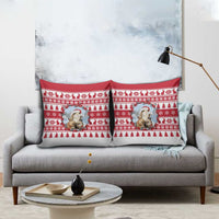 Christmas Santa Bunny Rabbits Pillow Cover Red White Tree Snowflake Pattern - Wonder Print Shop