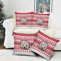 Christmas Santa Bunny Rabbits Pillow Cover Red White Tree Snowflake Pattern - Wonder Print Shop