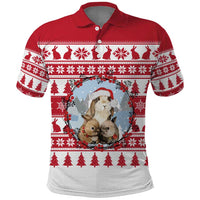 Christmas Santa Bunny Rabbits Polo Shirt Red White Tree Snowflake Pattern - Wonder Print Shop