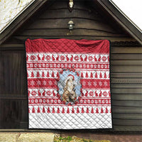 Christmas Santa Bunny Rabbits Quilt Red White Tree Snowflake Pattern - Wonder Print Shop