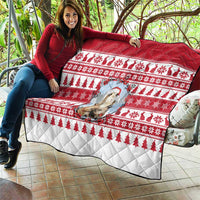 Christmas Santa Bunny Rabbits Quilt Red White Tree Snowflake Pattern - Wonder Print Shop