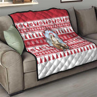 Christmas Santa Bunny Rabbits Quilt Red White Tree Snowflake Pattern - Wonder Print Shop