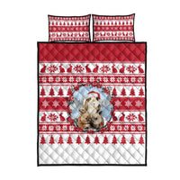 Christmas Santa Bunny Rabbits Quilt Bed Set Red White Tree Snowflake Pattern - Wonder Print Shop
