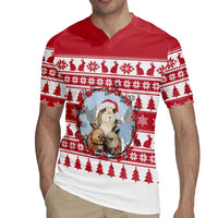 Christmas Santa Bunny Rabbits Rugby Jersey Red White Tree Snowflake Pattern - Wonder Print Shop