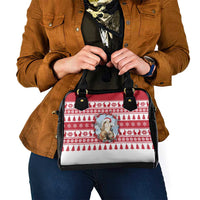 Christmas Santa Bunny Rabbits Shoulder Handbag Red White Tree Snowflake Pattern - Wonder Print Shop