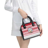 Christmas Santa Bunny Rabbits Shoulder Handbag Red White Tree Snowflake Pattern - Wonder Print Shop