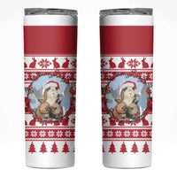 Christmas Santa Bunny Rabbits Skinny Tumbler Red White Tree Snowflake Pattern - Wonder Print Shop