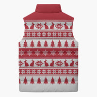 Christmas Santa Bunny Rabbits Sleeveless Puffer Jacket Red White Tree Snowflake Pattern - Wonder Print Shop