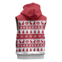 Christmas Santa Bunny Rabbits Sleeveless Zip Hoodie Red White Tree Snowflake Pattern - Wonder Print Shop