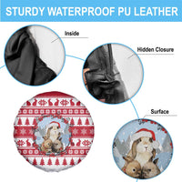 Christmas Santa Bunny Rabbits Spare Tire Cover Red White Tree Snowflake Pattern - Wonder Print Shop