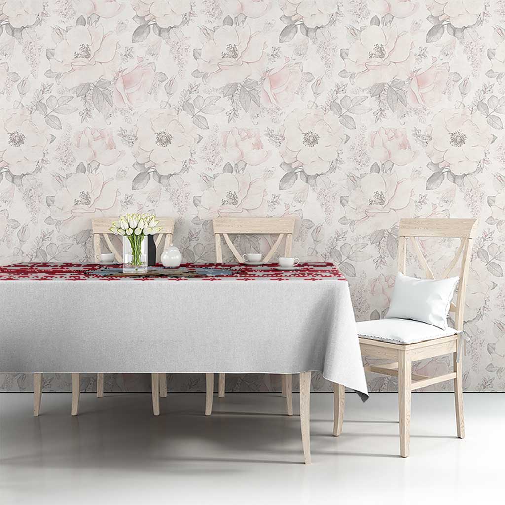 Christmas Santa Bunny Rabbits Tablecloth Red White Tree Snowflake Pattern - Wonder Print Shop