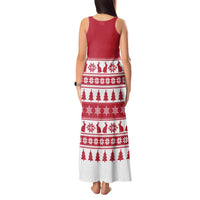Christmas Santa Bunny Rabbits Tank Maxi Dress Red White Tree Snowflake Pattern - Wonder Print Shop