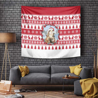 Christmas Santa Bunny Rabbits Tapestry Red White Tree Snowflake Pattern - Wonder Print Shop