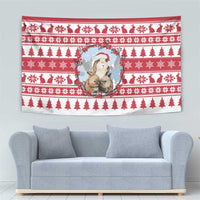 Christmas Santa Bunny Rabbits Tapestry Red White Tree Snowflake Pattern - Wonder Print Shop