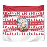 Christmas Santa Bunny Rabbits Tapestry Red White Tree Snowflake Pattern - Wonder Print Shop