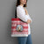Christmas Santa Bunny Rabbits Tote Bag Red White Tree Snowflake Pattern - Wonder Print Shop