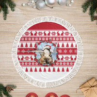 Christmas Santa Bunny Rabbits Tree Skirt Red White Tree Snowflake Pattern - Wonder Print Shop