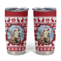 Christmas Santa Bunny Rabbits Tumbler Cup Red White Tree Snowflake Pattern - Wonder Print Shop