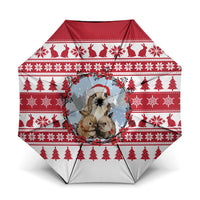 Christmas Santa Bunny Rabbits Umbrella Red White Tree Snowflake Pattern - Wonder Print Shop