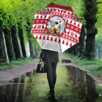 Christmas Santa Bunny Rabbits Umbrella Red White Tree Snowflake Pattern - Wonder Print Shop