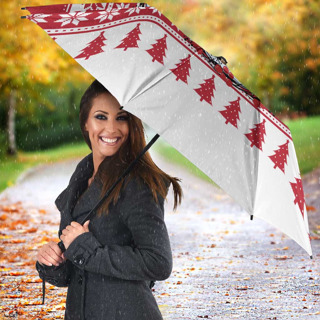 Christmas Santa Bunny Rabbits Umbrella Red White Tree Snowflake Pattern - Wonder Print Shop