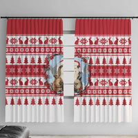 Christmas Santa Bunny Rabbits Window Curtain Red White Tree Snowflake Pattern - Wonder Print Shop