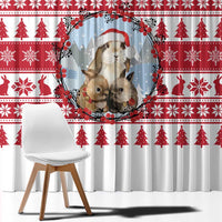 Christmas Santa Bunny Rabbits Window Curtain Red White Tree Snowflake Pattern - Wonder Print Shop