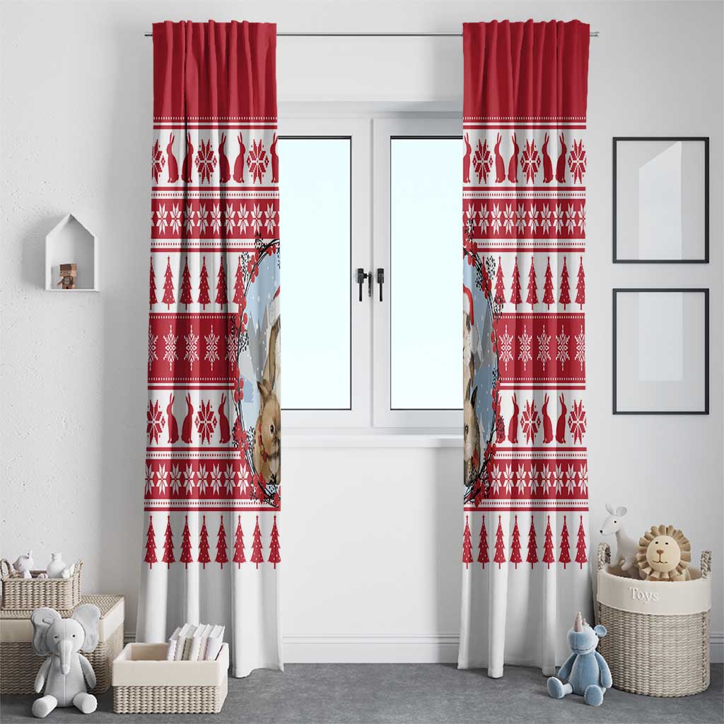 Christmas Santa Bunny Rabbits Window Curtain Red White Tree Snowflake Pattern - Wonder Print Shop
